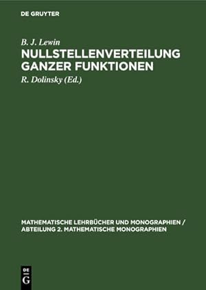 Image du vendeur pour Nullstellenverteilung ganzer Funktionen mis en vente par BuchWeltWeit Ludwig Meier e.K.