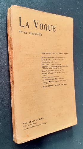 Immagine del venditore per La Vogue. Revue mensuelle de littrature, d'art et d'actualit - Nouvelle srie : N15, mars 1900. venduto da Le Livre  Venir