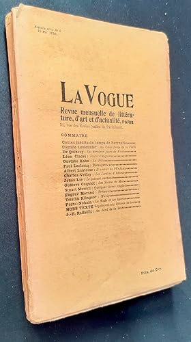 Bild des Verkufers fr La Vogue. Revue mensuelle de littrature, d'art et d'actualit - Nouvelle srie : N5, mai 1899. zum Verkauf von Le Livre  Venir