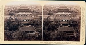 Seller image for Stereo Foto Beijing Peking China, Verbotene Stadt, Blick nach Sden vom Mei-Shan, Kohlenberg - Underwood undamp;amp; Underwood for sale by akpool GmbH