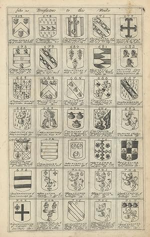 Image du vendeur pour Folio 21 - Benefactors to this work : 673. Hawes - 674. Cornwallis - 675. Waterman - 676. Ford - 677. Upton - 678. Arminger - 679. Fagg - 680. Morley - 681. Peyto - 682. Tanner - 683. Steele - 684. Langdon - 685. Mingay - 686. Norton - 687. Borlase - 688. Lloyd - 689. Hugessen - 690. Malet - 691. Trevor - 692. Lloyd - 693. Gerard - 694. Berry - 695. Harris - 696. Packer - 697. Buller - 698. Brereton - 699. Layer - 700. Ayloff - 701. Ayloff - 702. Turpin - 703. Eccleston - 704. Bowle - 705. D'oyley - 706. Domvile - 707. Gardner mis en vente par Antiqua Print Gallery