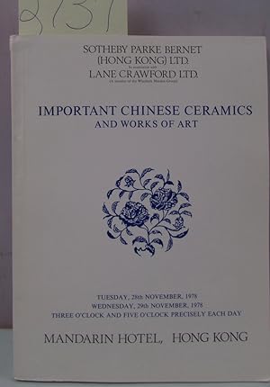Seller image for Important chinese ceramics and works of art - 28th and 29th november, 1978 for sale by Antique Emporium