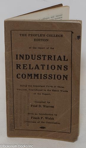 Imagen del vendedor de The People's College edition of the report of the Industrial Relations Commission a la venta por Bolerium Books Inc.