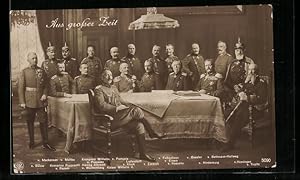 Bild des Verkufers fr Ansichtskarte Aus grosser Zeit - Heerfhrer zusammen mit Kaiser Wilhelm II. am Konferenztisch zum Verkauf von Bartko-Reher