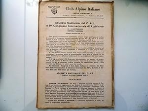 Club Alpino Italiano SEDE CENTRALE Adunata Nazionale del C.A.I. e IV Congresso Internazionale di ...