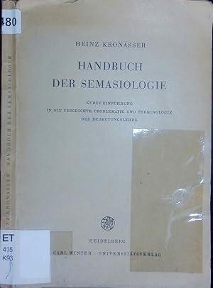 Bild des Verkufers fr Handbuch der Semasiologie. zum Verkauf von Antiquariat Bookfarm