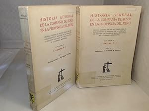 Imagen del vendedor de Historia general de la Compaa de Jess en la Provincia del Per. Crnica annima de 1600 que trata del establecimiento y misiones de la Compaa de Jess en los pases de habla espaola en la Amrica Meridional. Tomo I: Historia General y del Colegio de Lima; Tomo II: Relaciones de Colegios y Misiones. . 25x18. 532 pgs. Sello anterior propietario. a la venta por Antiquariat Silvanus - Inhaber Johannes Schaefer