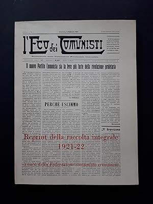 AA. VV. L'Eco dei Comunisti 1921-22. Tipografia "Monotipia Cremonese". 1981 - I