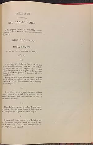 Proyecto de Ley de Reforma del Codigo Penal de 10 de Abril de 1877