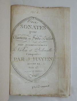 Trois Sonates pour Clavecin ou Forte Piano avec accompagnement de Violin et Violoncelle : Oeuvre ...