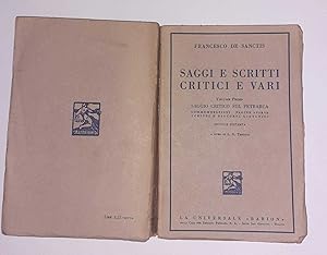 Imagen del vendedor de Saggi e scritti critici e vari. Volume primo. Saggio critico sul Petrarca a la venta por librisaggi