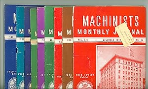 9 Vintage Trade Periodicals - Machinists Monthly Journal. Issues, 1944 & 1945 : Vol. 56, Nos. 1, ...