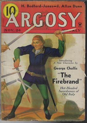 Imagen del vendedor de ARGOSY Weekly: November, Nov. 24, 1934 ("The Firebrand"; "The Immortals") a la venta por Books from the Crypt