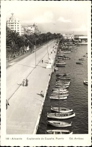 Seller image for Ansichtskarte / Postkarte Alicante Valencia Spanien, Explanada de Espana, Puerto for sale by akpool.de - akpool GmbH