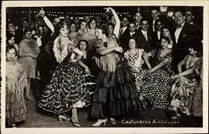 Imagen del vendedor de Ansichtskarte / Postkarte Costumbres Andaluzas, Spanische Trachten, Tanzende Frauen a la venta por akpool GmbH