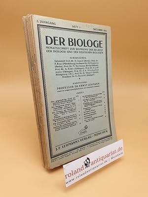 Seller image for Der Biologe ; Monatsschrift zur Wahrung der Belange der Biologie und der deutschen Biologen ; 2. Jahrgang : Heft 1-5 ; 1. Jahrgang : Heft 6-12 ; (12 Bnde) for sale by Roland Antiquariat UG haftungsbeschrnkt