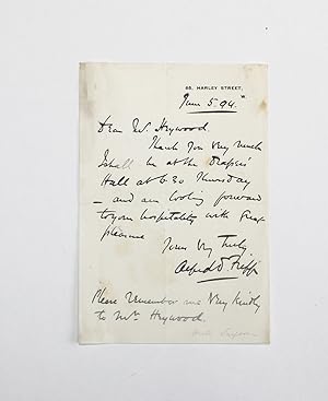 Image du vendeur pour An Original Handwritten Letter and Signed by Surgeon Sir Alfred Downing Fripp mis en vente par Lasting Words Ltd