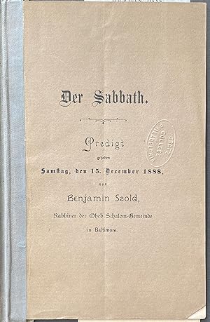 DER SABBATH: PREDIGT GEHALTEN SAMSTAG, DEN 15. DECEMBER 1888
