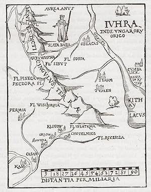 West Siberia Map facsimilie according to Sigismund Herberstein in Asiatic Russia,Antique Historic...