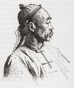 Chinese Kulja Type Man in Asiatic Russia,Antique Historical Print