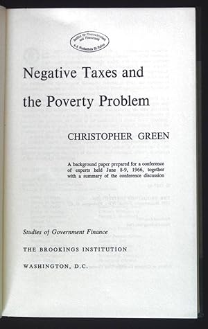 Seller image for Negative Taxes and the Poverty Problem. for sale by books4less (Versandantiquariat Petra Gros GmbH & Co. KG)