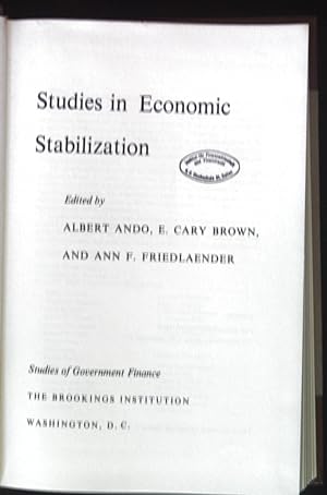Immagine del venditore per Studies in Economic Stabilization. venduto da books4less (Versandantiquariat Petra Gros GmbH & Co. KG)