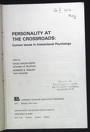 Immagine del venditore per Personality at the Crossroads: Current Issues in Interactional Psychology. venduto da books4less (Versandantiquariat Petra Gros GmbH & Co. KG)