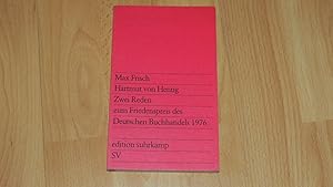 Bild des Verkufers fr Zwei Reden zum Friedenspreis des Deutschen Buchhandels 1976. zum Verkauf von Versandantiquariat Ingo Lutter