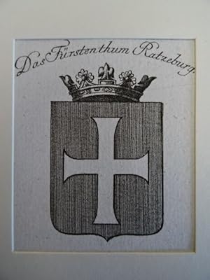 Das Fürstenthum Ratzeburg. Wappenkupfer von Reilly. Um 1790. Ca. 6,5 x 4 cm. Unter Passepartout.