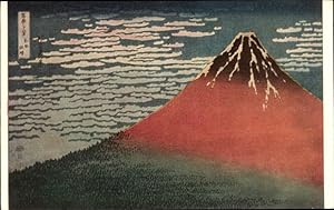 Bild des Verkufers fr Knstler Ansichtskarte / Postkarte Hokusai, Fuji Prfektur Shizuoka Japan, Berg im Abendrot zum Verkauf von akpool GmbH