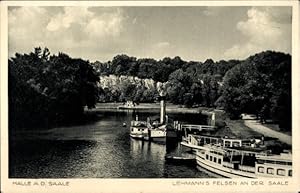 Bild des Verkufers fr Ansichtskarte / Postkarte Halle Saale, Lehmanns Felsen an der Saale, Salondampfer zum Verkauf von akpool GmbH