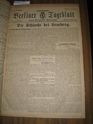 Bild des Verkufers fr Berliner Tageblatt und Handels-Zeitung. Morgen-Ausgabe und Abendausgabe sowie Extra-Bltter 22.08. bis 31.10.1914. Mit Berichten zu den Schlachten des Ersten Weltkrieges. zum Verkauf von Antiquariat Carl Wegner