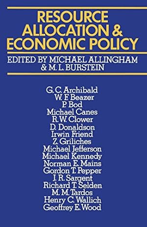 Immagine del venditore per Resource Allocation and Economic Policy by Allingham, Michael G., Burstein, M.L. [Paperback ] venduto da booksXpress