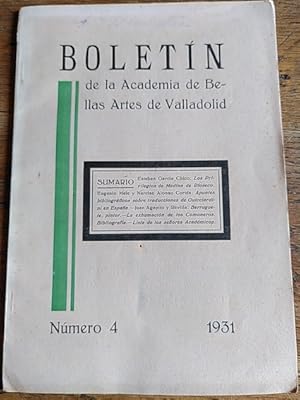 Imagen del vendedor de BOLETN DE LA ACADEMIA DE BELLAS ARTES DE VALLADOLID. AO I, NMERO 4, 1931. a la venta por Librera Pramo