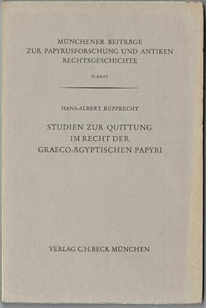 Image du vendeur pour Ztudien zur quittung im recht der Graeco-Agyptischen papyri mis en vente par Rulon-Miller Books (ABAA / ILAB)