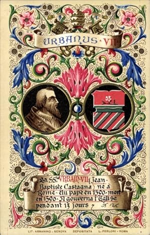 Litho Papst Urban VII., Urbanus VII, Giovanni Battista Castagna, Wappen