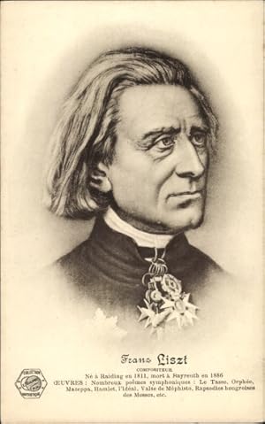 Bild des Verkufers fr Ansichtskarte / Postkarte Komponist Franz Liszt, Portrait zum Verkauf von akpool GmbH
