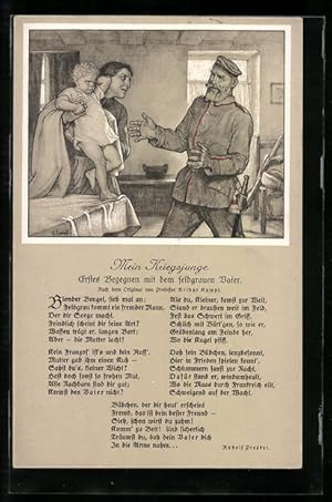 Bild des Verkufers fr Ansichtskarte Mein Kriegsjunge, Erstes Begegnen, Soldatenliebe zum Verkauf von Bartko-Reher