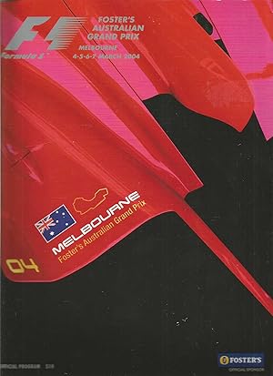 F1 Foster's Grand Prix Melbourne 4-5-6-7 March 2004 Official Progam