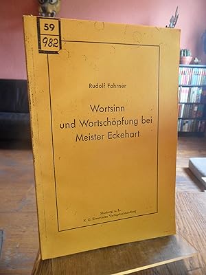 Imagen del vendedor de Wortsinn und Wortschpfung bei Meister Eckehart. a la venta por Antiquariat Floeder