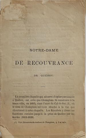 Seller image for Notre-Dame de recouvrance de Qubec for sale by Librairie Michel Morisset, (CLAQ, ABAC, ILAB)