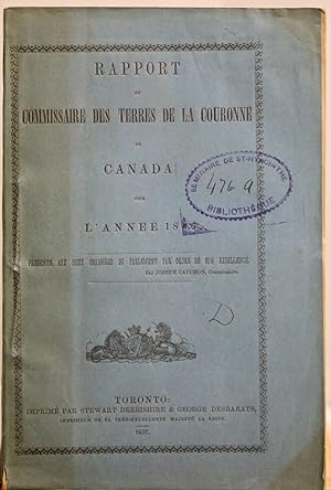 Rapport du Commissaire des terres de la couronne du Canada pour l'année 1856