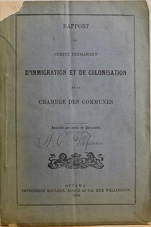 Rapport du comité permanent d'immigration et de colonisation de la Chambre des communes