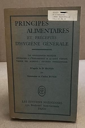 Bild des Verkufers fr Principes alimentaires et prceptes d'hygine gnrale d'aprs le Dr Hanish zum Verkauf von librairie philippe arnaiz