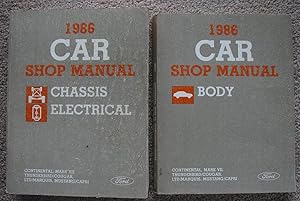 Image du vendeur pour 1986 Ford Car Shop Manual: Continental, Mark VII, Thunderbird/Cougar, LTD/Marquis, Mustang/Capri; "Chassis/Electrical" and "Body" manuals [two volume set] mis en vente par Crossroad Books