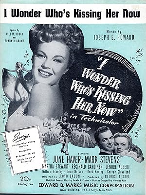 Seller image for I Wonder Who's Kissing Her Now".from the 20th Century Fox Movie (Sheet Music) for sale by Dorley House Books, Inc.