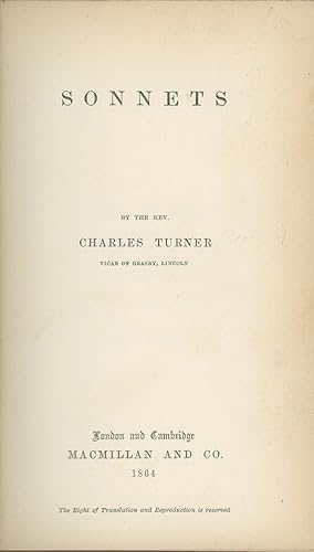 Sonnets. By the Rev. Charles Turner