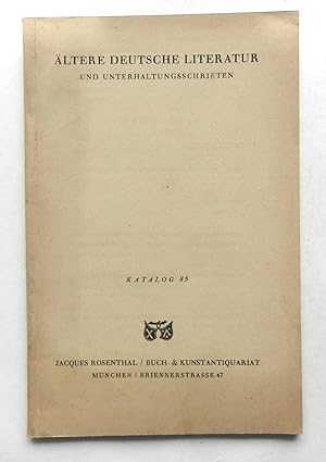 Bild des Verkufers fr ltere deutsche Literatur und Unterhaltungsschriften. Katalog 85 zum Verkauf von Buch- und Kunst-Antiquariat Flotow GmbH