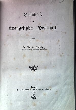 Bild des Verkufers fr Grundri der evangelischen Dogmatik zum Verkauf von books4less (Versandantiquariat Petra Gros GmbH & Co. KG)