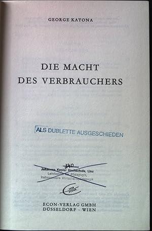 Bild des Verkufers fr Die Macht des Verbrauchers. zum Verkauf von books4less (Versandantiquariat Petra Gros GmbH & Co. KG)